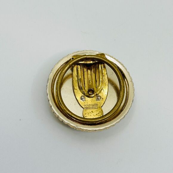 VTG West Germany Scarf Clip Floral Purple Iridescent 1.25" Gold Tone Estate - Picture 4 of 7